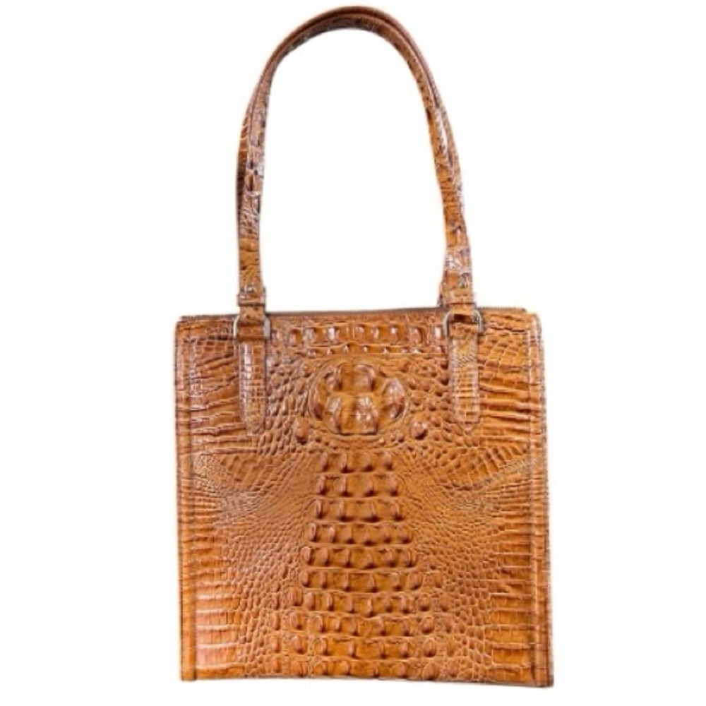 Brahmin Tia Pecan Crocodile Embossed Leather Tote Bag - Picture 11 of 16